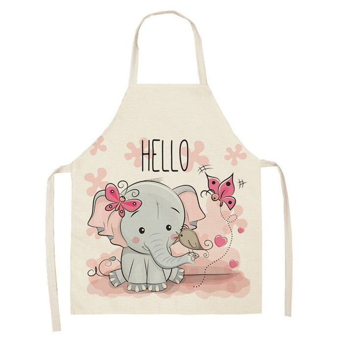 Baby Elephant Pattern Sleeveless Linen Apron