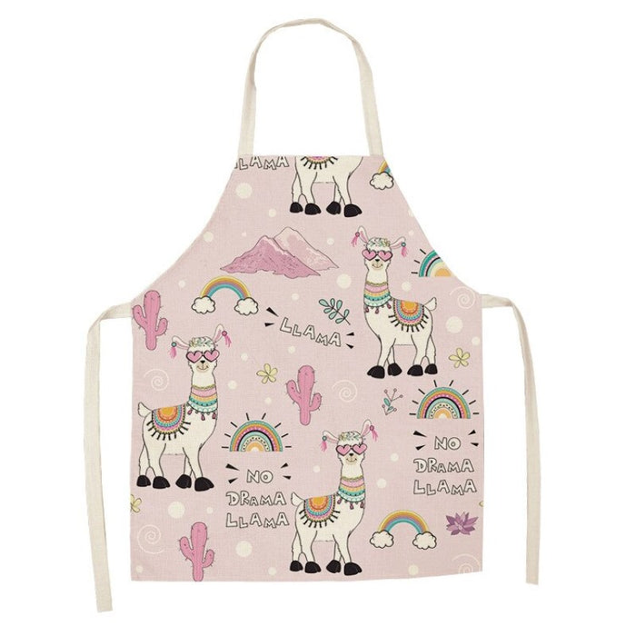 Chef Alpaca Kitchen Print Linen Apron