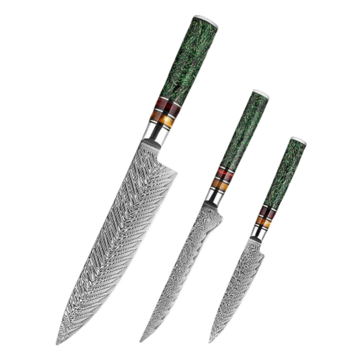 Kitchen Knife Sets With Green Grain Resin Handle