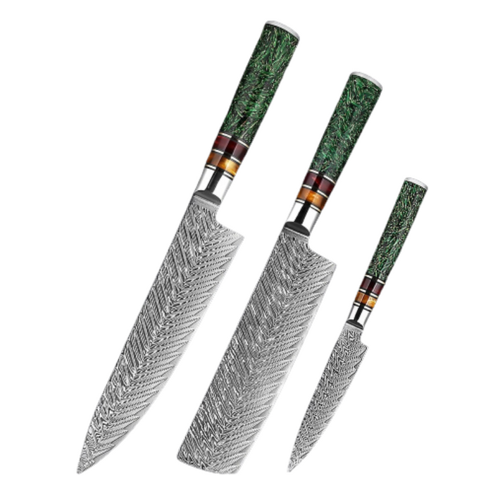 Kitchen Knife Sets With Green Grain Resin Handle