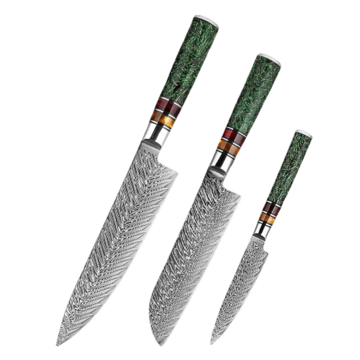 Kitchen Knife Sets With Green Grain Resin Handle