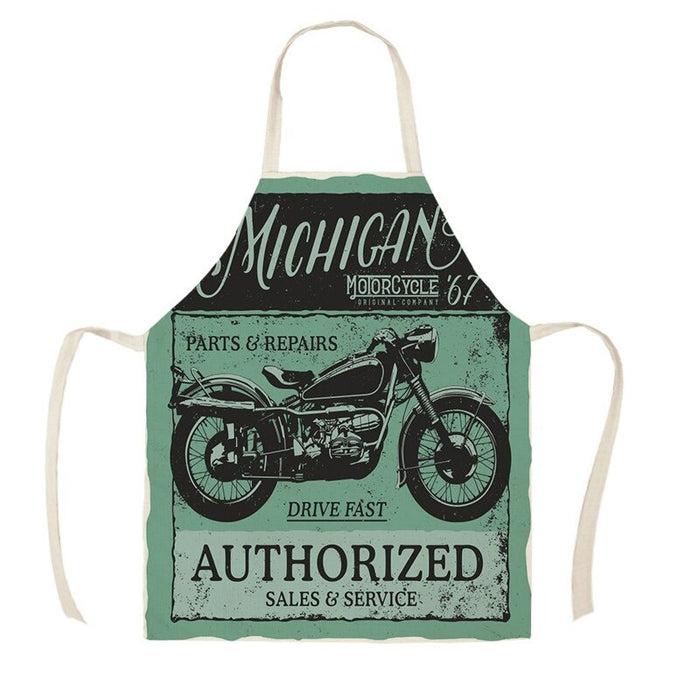 Retro Motorcycle Printed Apron