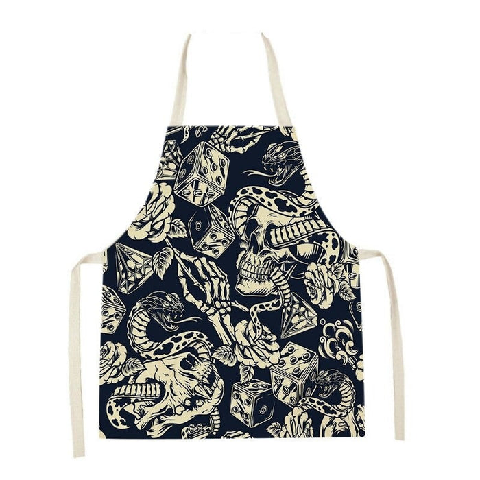 Skull Printed Kitchen Apron