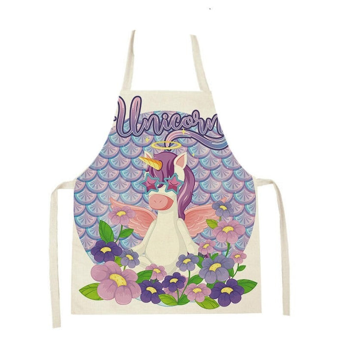 Unicorn Cartoon Flower Print Aprons