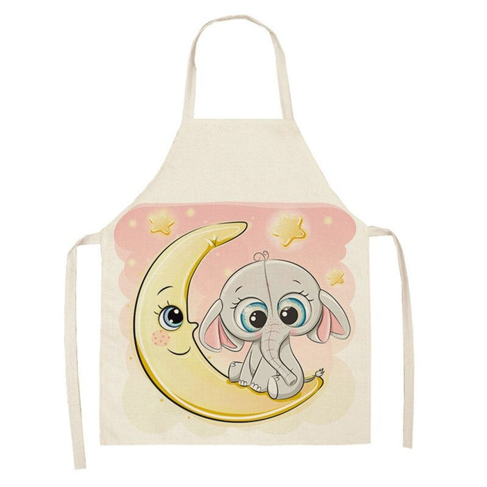 Baby Elephant Pattern Sleeveless Linen Apron