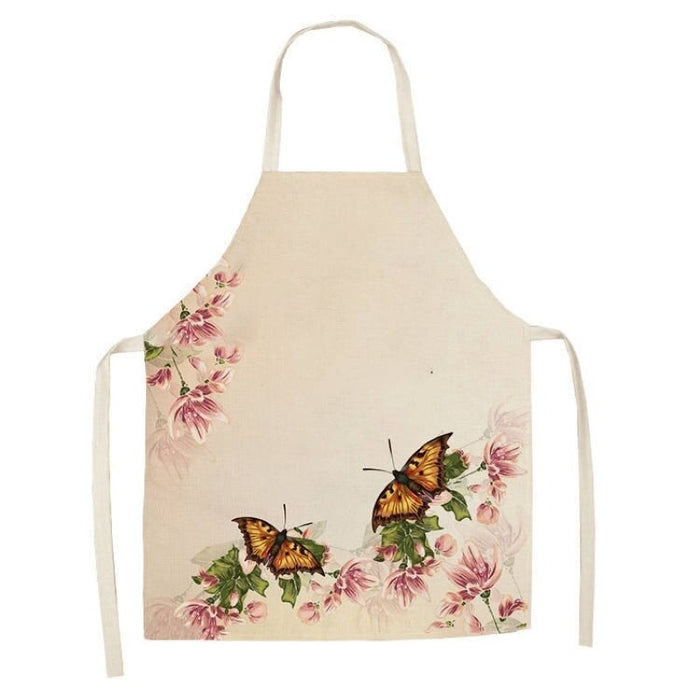 Kitchen Printed Sleeveless Cotton Linen Apron