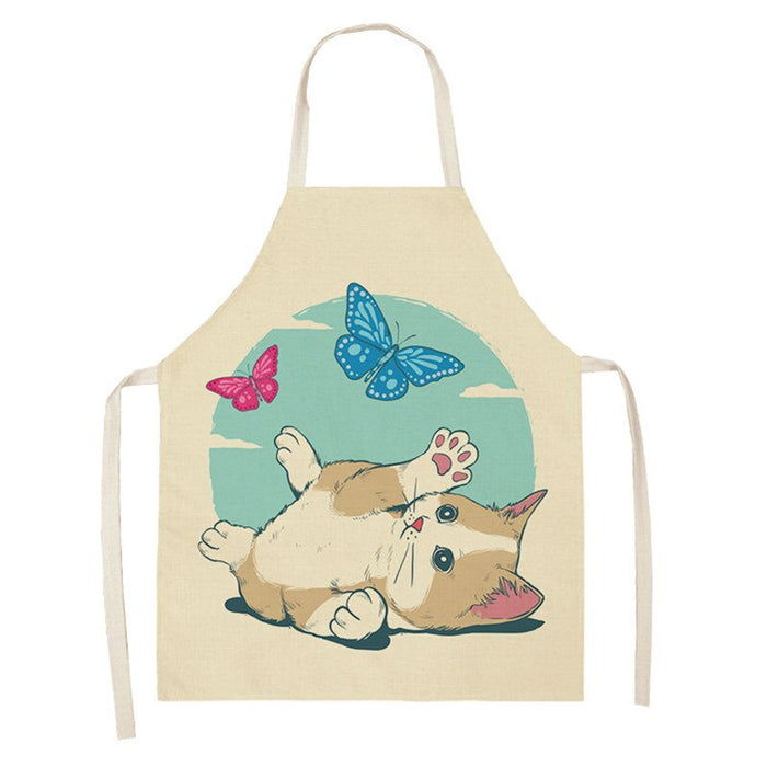 Cooking Cat Printed Sleeveless Apron