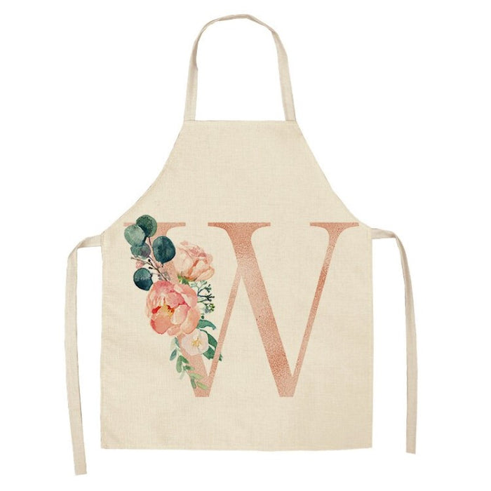 Pink Flower Letter Printed Apron