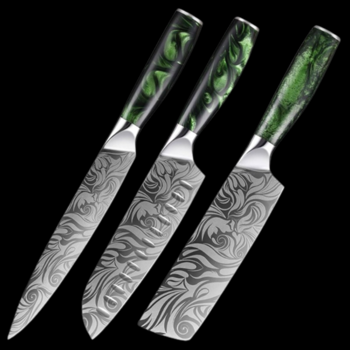 Kitchen Knife Sets Laser Damascus Pattern Sharp Knives