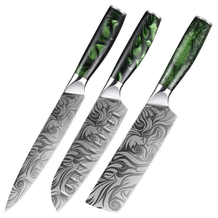 Kitchen Knife Sets Laser Damascus Pattern Sharp Knives