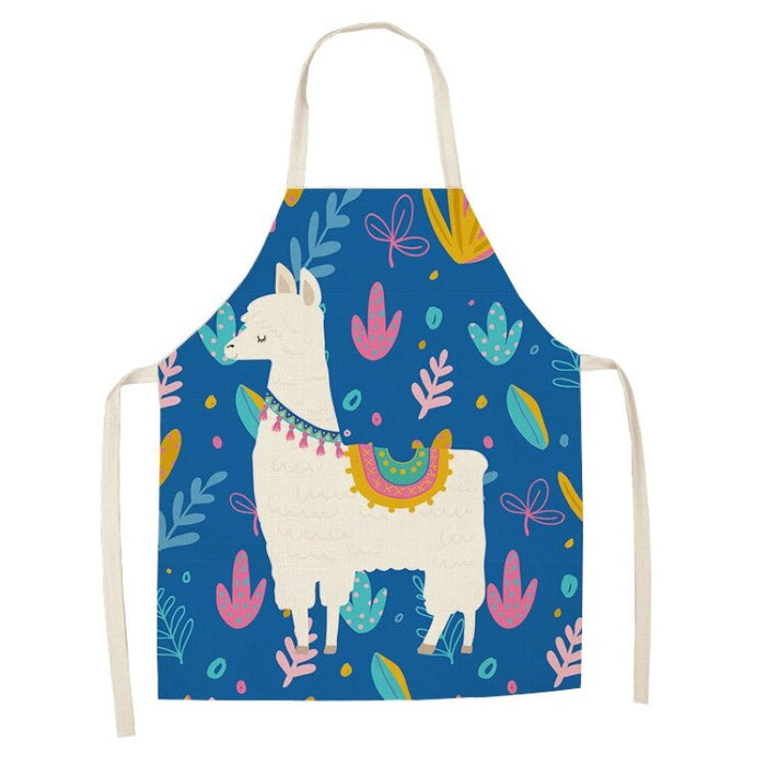 Chef Alpaca Kitchen Print Linen Apron