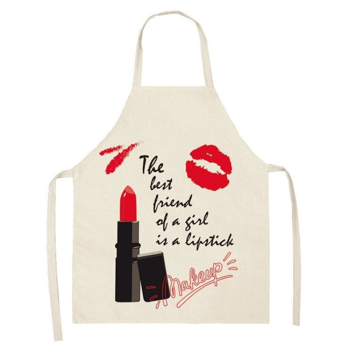 Perfume Lipstick Linen Print Apron