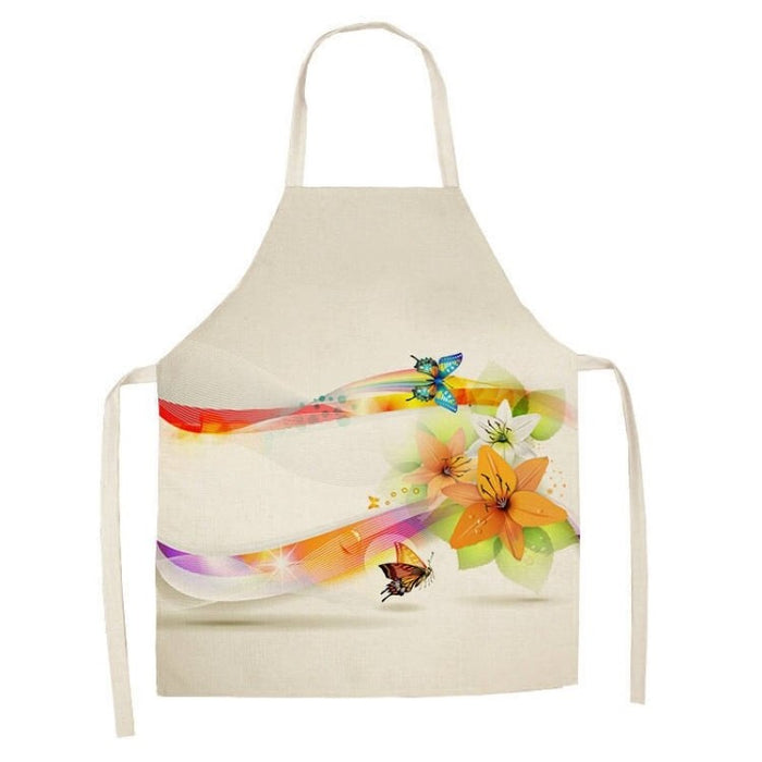 Kitchen Printed Sleeveless Cotton Linen Apron