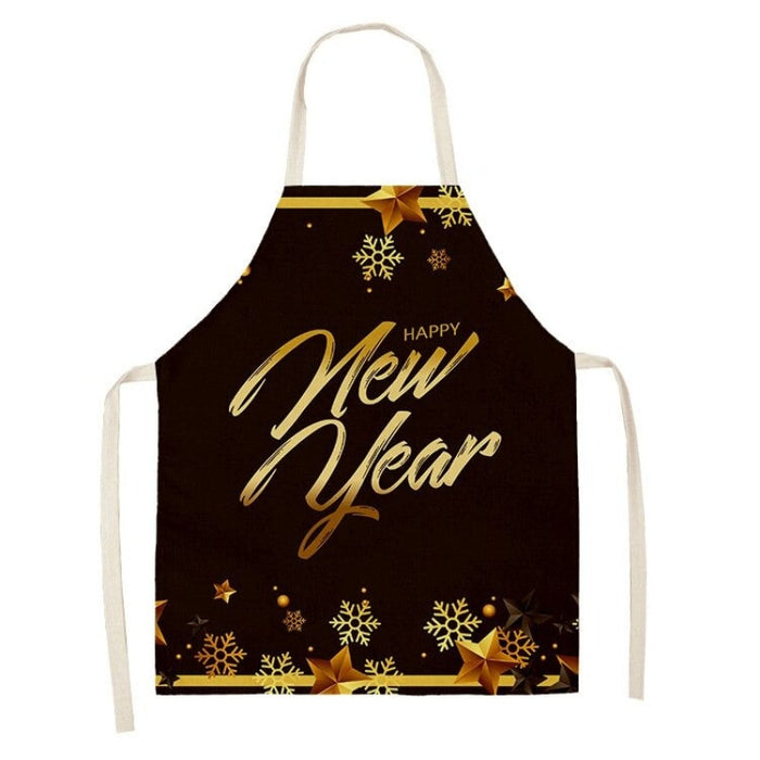 Golden Christmas Pattern Apron