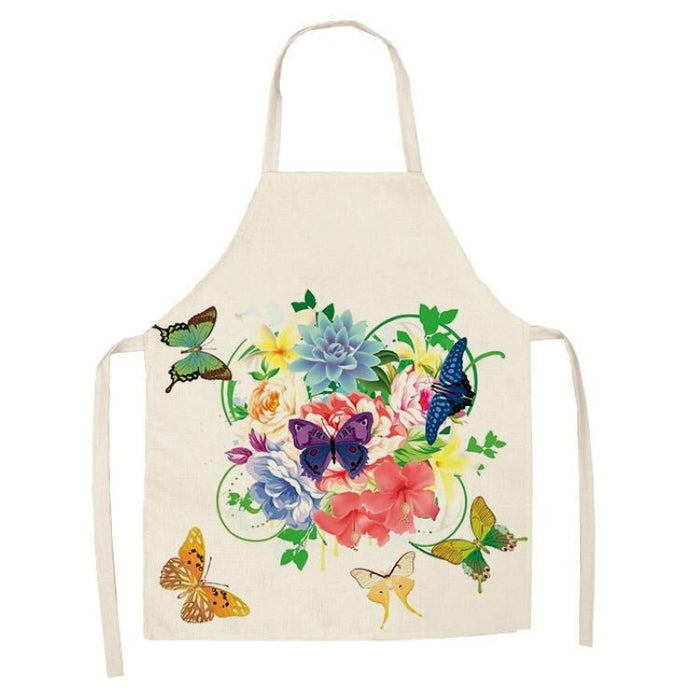 Kitchen Printed Sleeveless Cotton Linen Apron