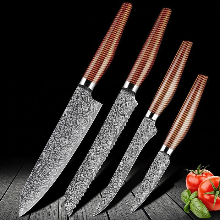 Bread Slicing Filleting Santoku Chef's Knife Set