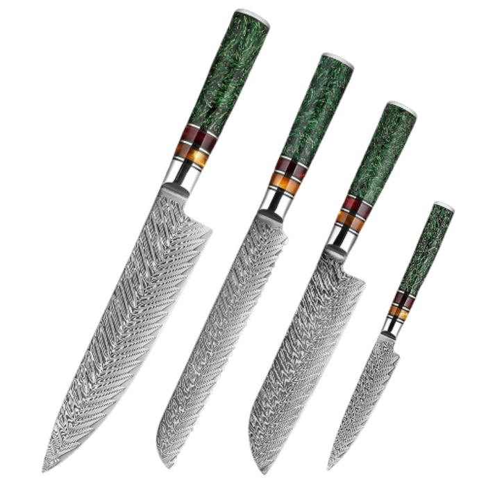 Kitchen Knife Sets With Green Grain Resin Handle