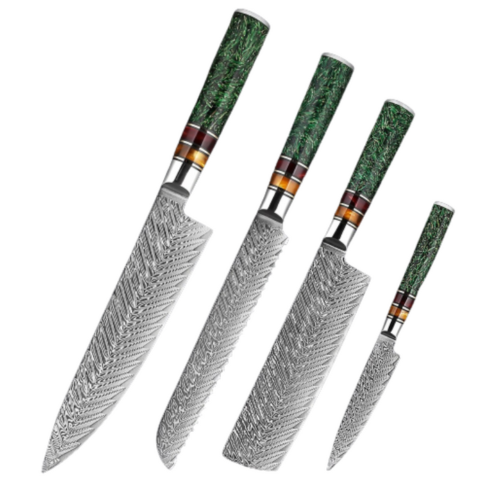 Kitchen Knife Sets With Green Grain Resin Handle