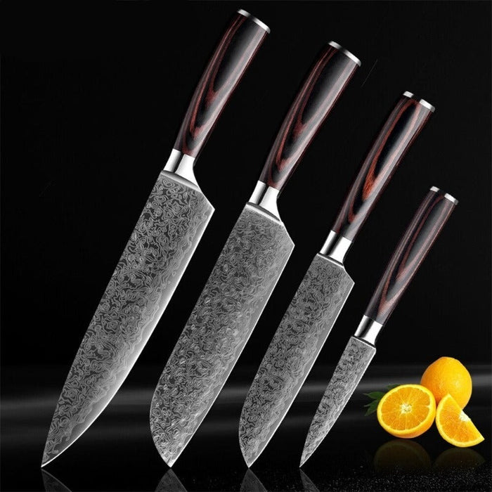 Japanese Damascus Steel Pattern Professional Knife Sets