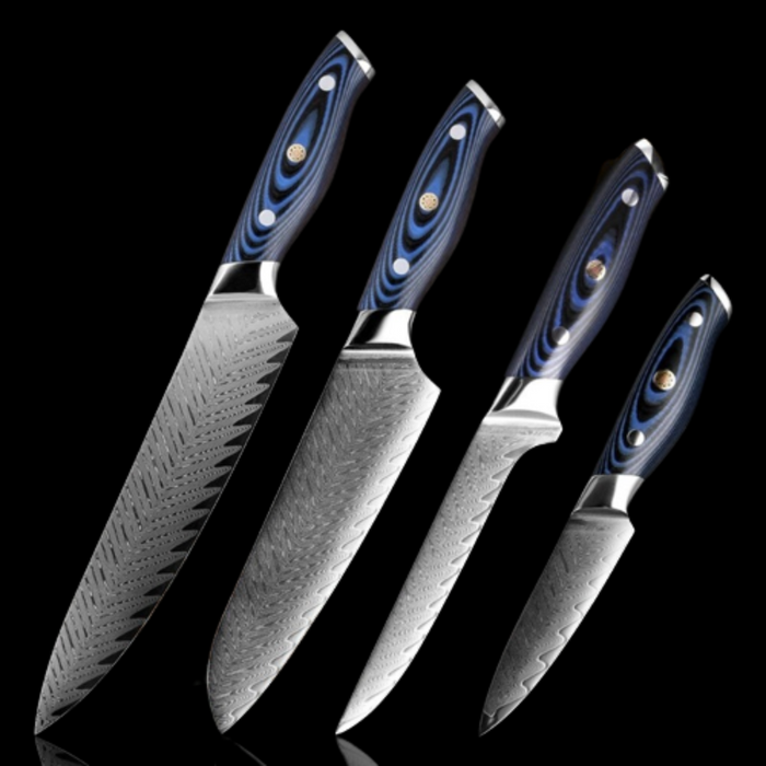 Damascus Steel Exquisite Plum Handle Knives Set