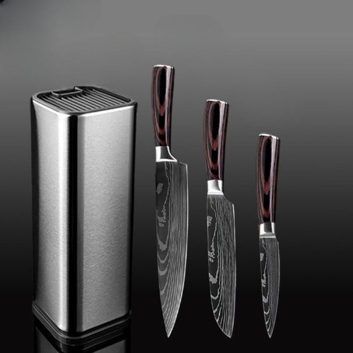 Stainless Steel Kitchen Knife Set With Knife Holder