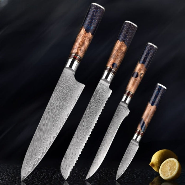 Blue Resin Honeycomb Handle Kitchen Knife Set