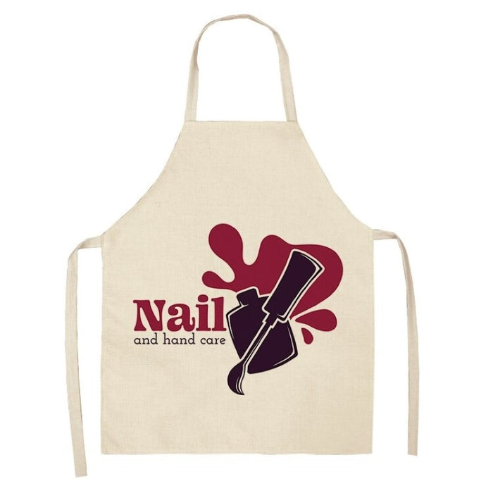 Nails Pink Printed Linen Sleeveless Apron