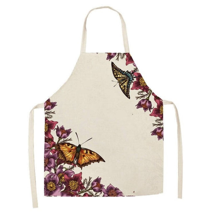 Kitchen Printed Sleeveless Cotton Linen Apron