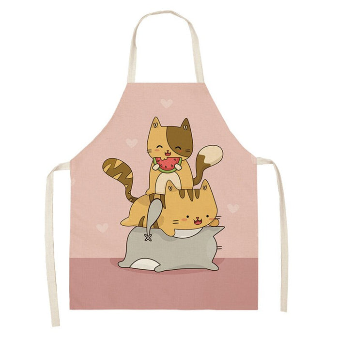 Cooking Cartoon Cat Print Sleeveless Apron