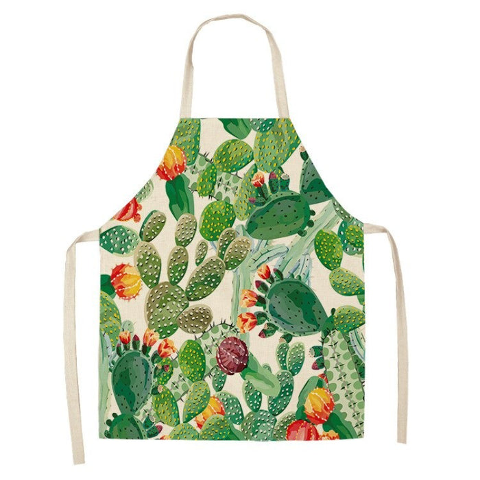 Floral Cactus Print Sleeveless Apron