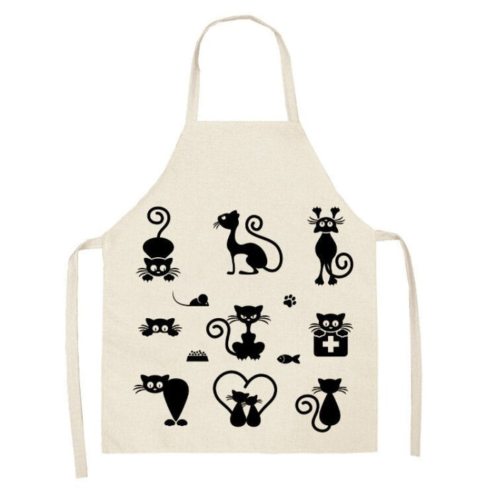 Black Cat Patterned Kitchen Apron