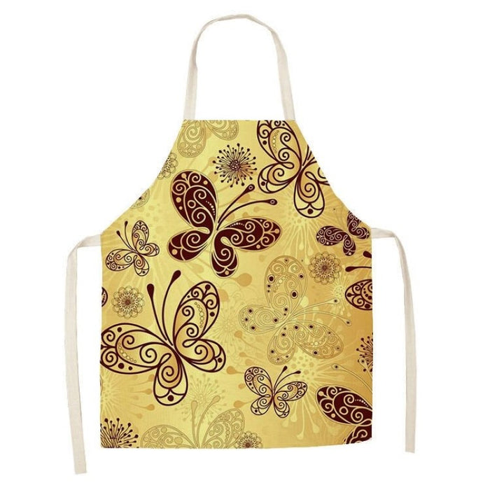 Butterfly Printed Sleeveless Cotton Linen Apron