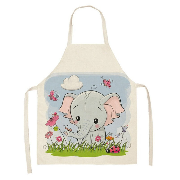 Baby Elephant Pattern Sleeveless Linen Apron