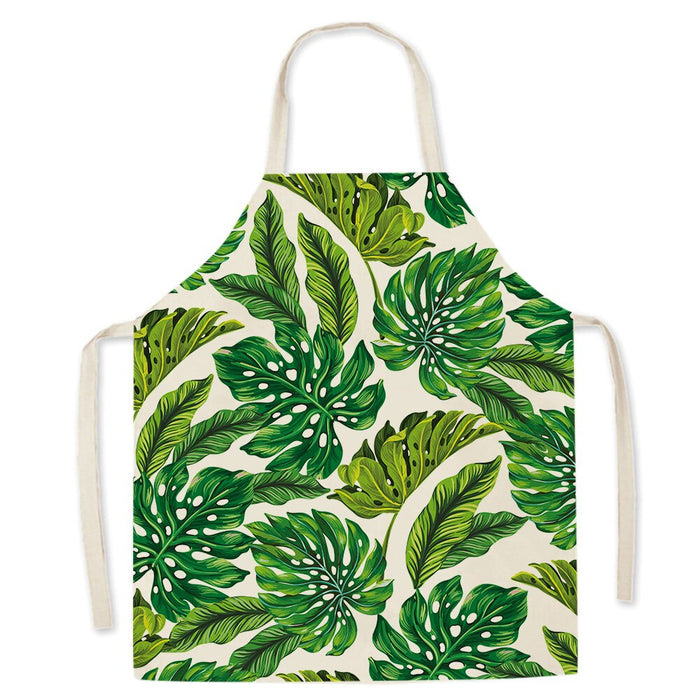 Tropical Green Plant Print Kitchen Apron