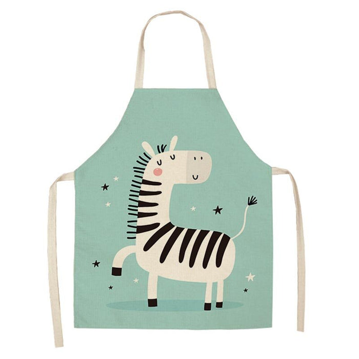 Cartoon Zebra Alpaca Pattern Apron