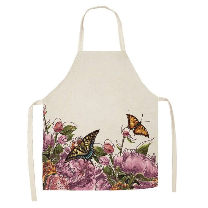 Kitchen Printed Sleeveless Cotton Linen Apron