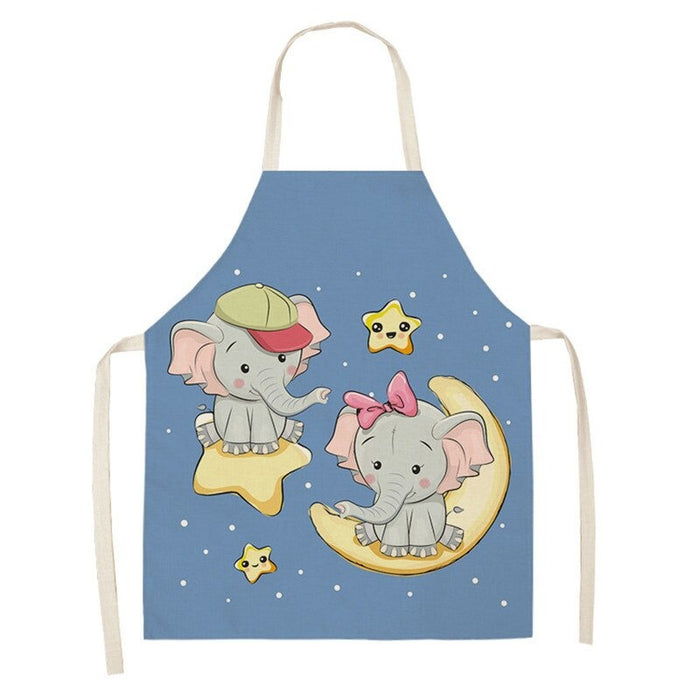 Baby Elephant Pattern Sleeveless Linen Apron