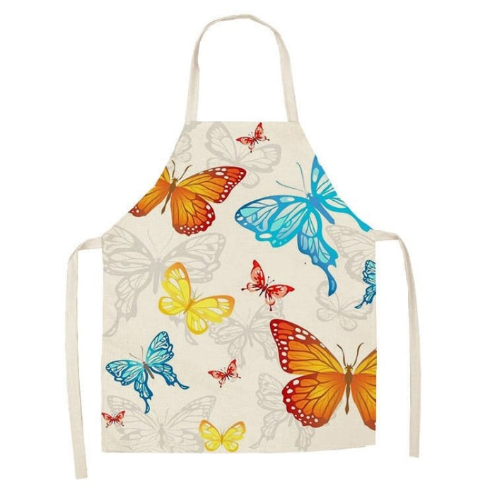 Kitchen Printed Sleeveless Cotton Linen Apron