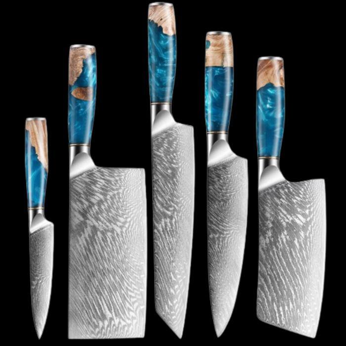 Ultra Sharp Damascus Steel Kitchen Knives Set