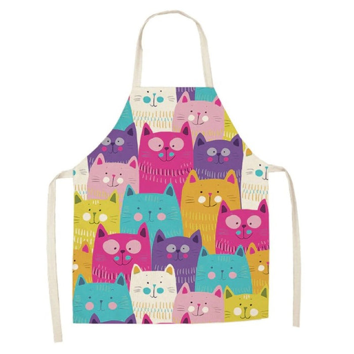 Cartoon Cat Cotton and Linen Apron