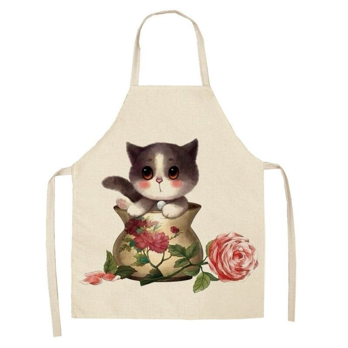 Cartoon Cat Cleaning Apron