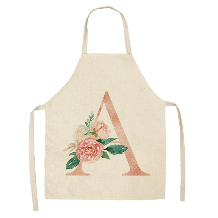 Pink Letter Flower Kitchen Apron