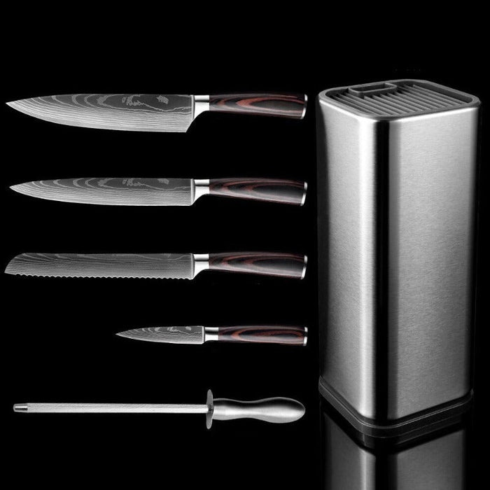 Stainless Steel Kitchen Knife Set With Knife Holder