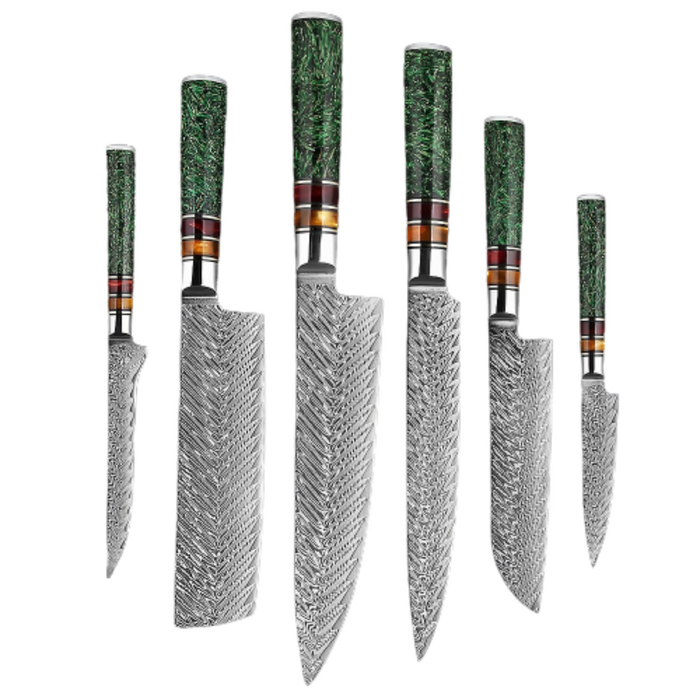 Kitchen Knife Sets With Green Grain Resin Handle