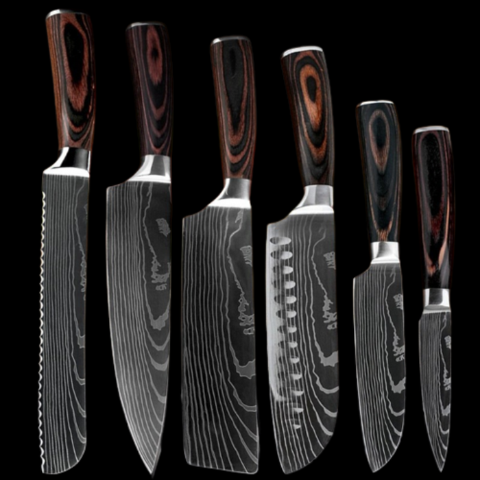 Laser Damascus High Carbon Stainless Steel Kitchen Knife Sets