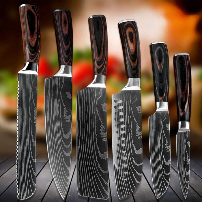 Laser Damascus High Carbon Stainless Steel Kitchen Knife Sets