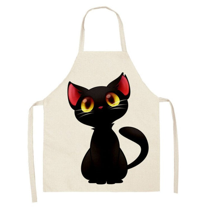 Black Cat Patterned Kitchen Apron