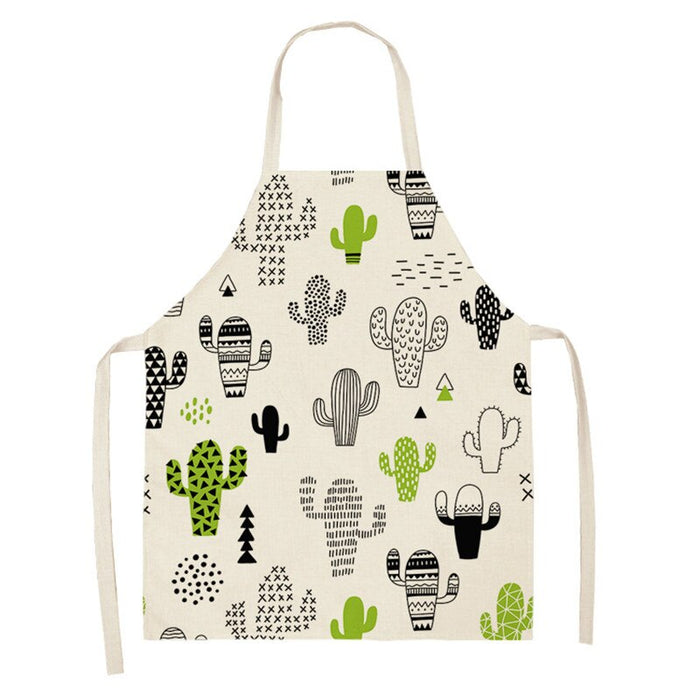 Cactus Plant Green Leaf Pattern Apron