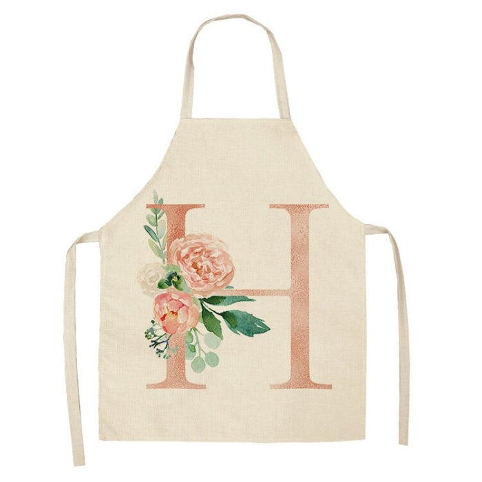 Pink Letter Flower Kitchen Apron