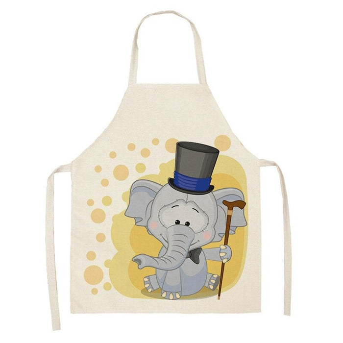 Baby Elephant Pattern Sleeveless Linen Apron